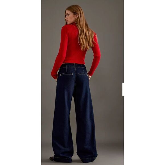 Levi’s Ribcage Highrise wide leg tailored jean in blue premium 26 - Picture 8 of 12